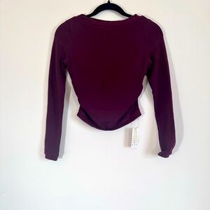 OGL Women's Long Sleeve Tee Thermal Brami - Burgundy S